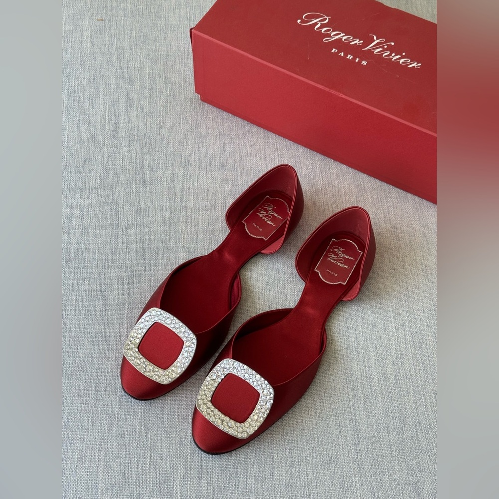 NIB Roger Vivier D'Orsay satin flats with Crystal buckle - Picture 7 of 9